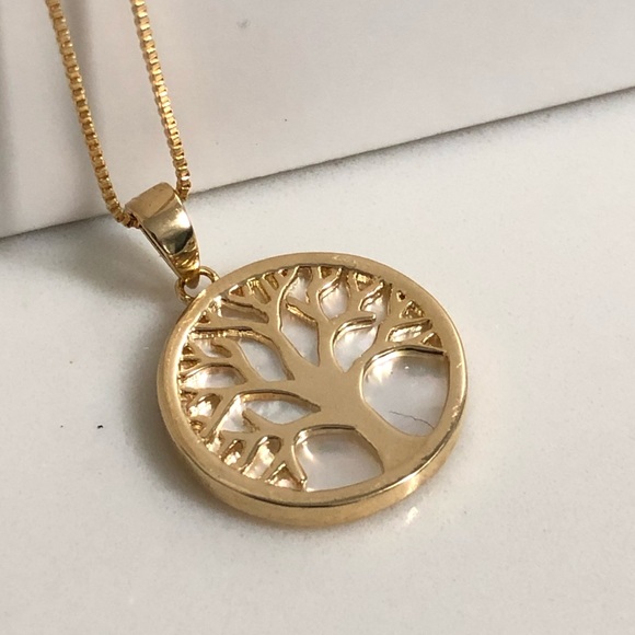18k GF Nacar Shell Family Tree Necklace - Picture 2 of 9